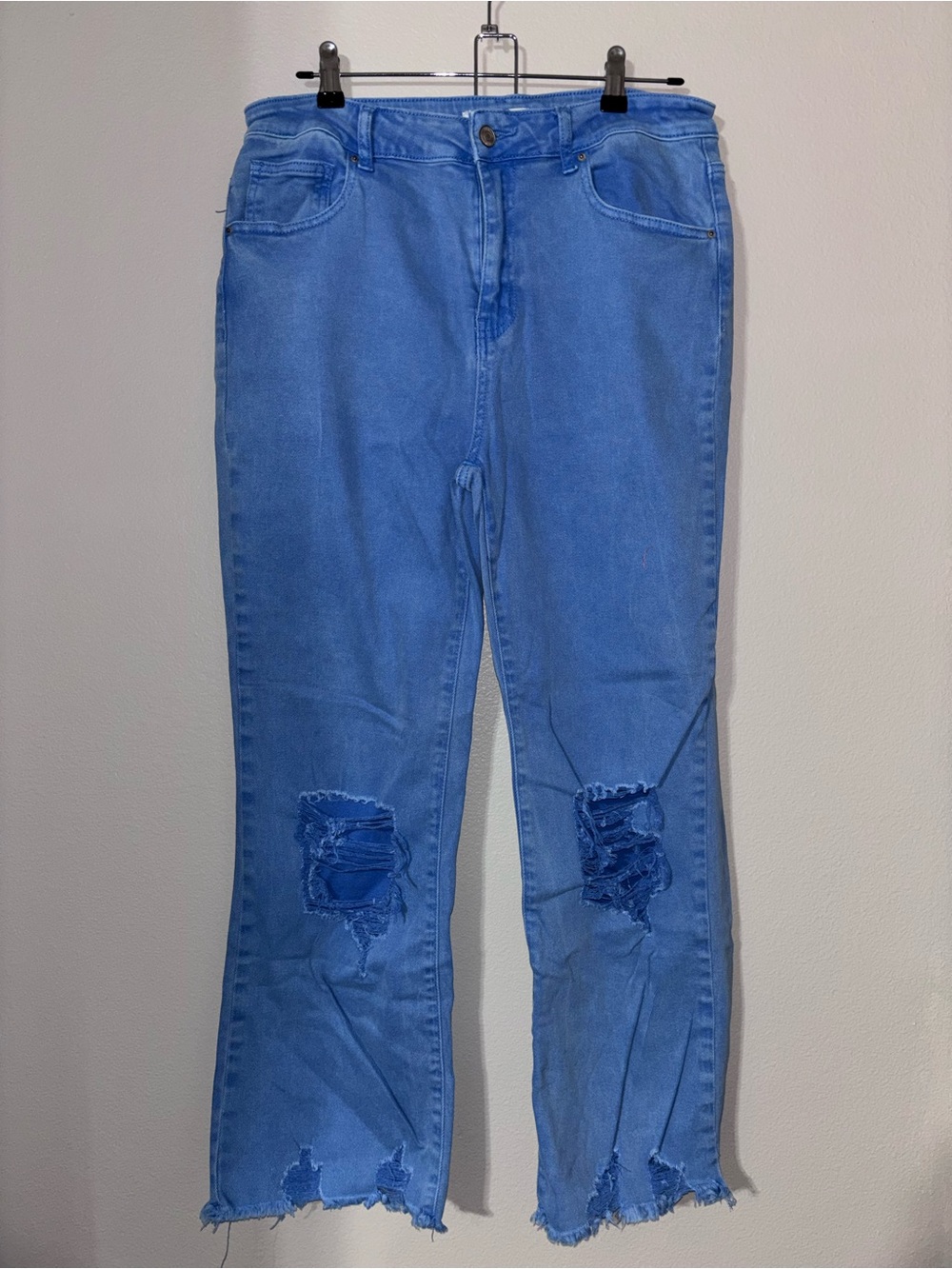 Zenana Outfitters Light Blue Distressed Flare Jeans